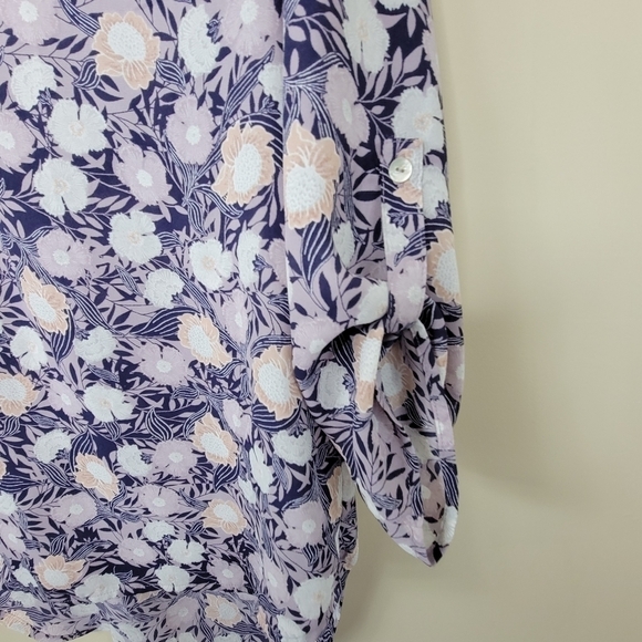Daniel Rainn | Purple Floral Popover Blouse Size Small - Picture 5 of 6